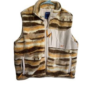 Without Walls Men's Multicolor Striped Outerwear Sherpa Fleece Vest Size L-G